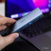 USB HUB MOXOM (MX-HB01) 5in1 Type-C to USB/ 4*USB3.0 + 1*PD серый
