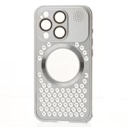 Металлический чехол AROMA PERFORATED METAL с поддержкой MagSafe для iPhone 14 Pro Max серебряный