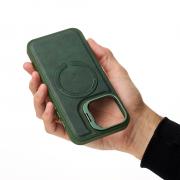 Чехол MagSafe LEATHER CAMERA CASE для iPhone 15 Pro темно-зеленый