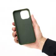 Чехол MagSafe LEATHER CAMERA CASE для iPhone 15 Pro темно-зеленый