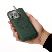 Чехол MagSafe LEATHER CAMERA CASE для iPhone 15 Pro темно-зеленый