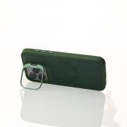 Чехол MagSafe LEATHER CAMERA CASE для iPhone 15 Pro темно-зеленый