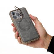 Чехол LEATHER CAMERA CASE с поддержкой MagSafe для iPhone 14 Pro серый