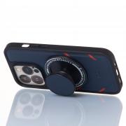Чехол экокожа DC + PopSocket с поддержкой MagSafe для iPhone 13 Pro Max темно-синий