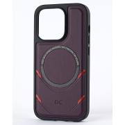Чехол экокожа DC + PopSocket с поддержкой MagSafe для iPhone 13 Pro Max темно-фиолетовый