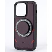 Чехол экокожа DC + PopSocket с поддержкой MagSafe для iPhone 13 Pro Max темно-фиолетовый