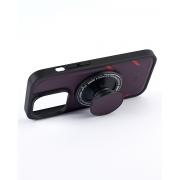 Чехол экокожа DC + PopSocket с поддержкой MagSafe для iPhone 13 Pro Max темно-фиолетовый