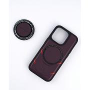 Чехол экокожа DC + PopSocket с поддержкой MagSafe для iPhone 13 Pro Max темно-фиолетовый
