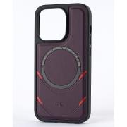 Чехол экокожа MagSafe DC + magsafe PopSocket для iPhone 14 Pro темно-фиолетовый