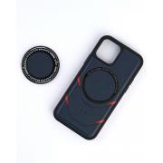 Чехол экокожа MagSafe DC + magsafe PopSocket для iPhone 12 / iPhone 12 Pro темно-синий