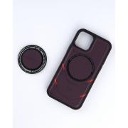 Чехол экокожа MagSafe DC + magsafe PopSocket для iPhone 12 / iPhone 12 Pro темно-фиолетовый