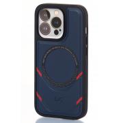 Чехол экокожа MagSafe DC + magsafe PopSocket для iPhone 13 Pro темно-синий