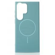 Силиконовый чехол Slim Ring Glamour с поддержкой MagSafe для Samsung S22 Ultra wave blue