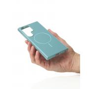 Силиконовый чехол Slim Ring Glamour с поддержкой MagSafe для Samsung S22 Ultra wave blue