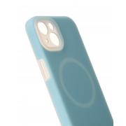Чехол Liquid Silicone Full с поддержкой MagSafe для iPhone 14 blue fog