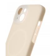 Чехол Liquid Silicone Full с поддержкой MagSafe для iPhone 14 cream