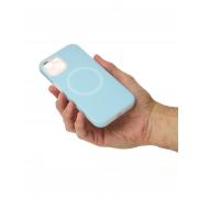 Чехол Liquid Silicone Full с поддержкой MagSafe для iPhone 15 blue fog