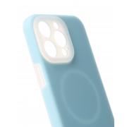 Чехол Liquid Silicone Full с поддержкой MagSafe для iPhone 15 Pro blue fog