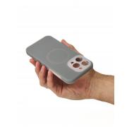 Чехол Liquid Silicone Full с поддержкой MagSafe для iPhone 15 Pro stone gray