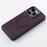 Чехол MagSafe LEATHER CAMERA CASE для iPhone 15 Pro темно-фиолетовый