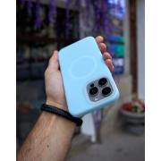 Чехол MagSafe Liquid Silicone Full для iPhone 15 Pro Max blue fog