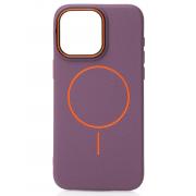 Силиконовый чехол Slim Ring Leather Textured с поддержкой MagSafe для iPhone 13 deep purple