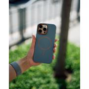 Силиконовый чехол Slim Ring Leather Textured с поддержкой MagSafe для iPhone 14 Pro stone gray