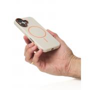 Силиконовый чехол Slim Ring Leather Textured с поддержкой MagSafe для iPhone 16 natural titanium