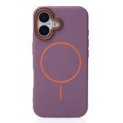 Силиконовый чехол Slim Ring Leather Textured с поддержкой MagSafe для iPhone 16 deep purple