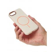 Силиконовый чехол Slim Ring Leather Textured с поддержкой MagSafe для iPhone 16E / iPhone 17E natural titanium