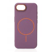 Силиконовый чехол Slim Ring Leather Textured с поддержкой MagSafe для iPhone 16E / iPhone 17E deep purple