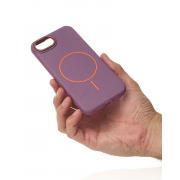 Силиконовый чехол Slim Ring Leather Textured с поддержкой MagSafe для iPhone 16E / iPhone 17E deep purple