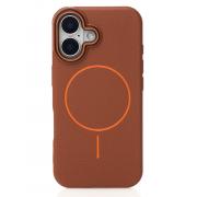 Силиконовый чехол Slim Ring Leather Textured с поддержкой MagSafe для iPhone 16 desert titanium