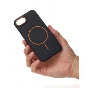 Силиконовый чехол Slim Ring Leather Textured с поддержкой MagSafe для iPhone 16E / iPhone 17E black