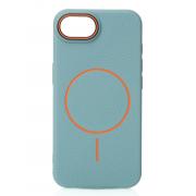 Силиконовый чехол Slim Ring Leather Textured с поддержкой MagSafe для iPhone 16E / iPhone 17E wave blue