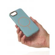 Силиконовый чехол Slim Ring Leather Textured с поддержкой MagSafe для iPhone 16E / iPhone 17E wave blue