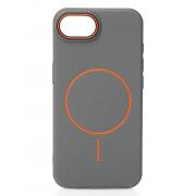 Силиконовый чехол Slim Ring Leather Textured с поддержкой MagSafe для iPhone 16E / iPhone 17E stone gray
