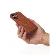 Силиконовый чехол Slim Ring Leather Textured с поддержкой MagSafe для iPhone 16 desert titanium