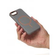 Силиконовый чехол Slim Ring Leather Textured с поддержкой MagSafe для iPhone 16E / iPhone 17E stone gray