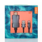 HDMI-кабель MOXOM (MX-AX28) Input:HDMI/ Output:Lightning+USB темно-серый