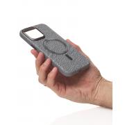 Чехол LUXURY Leather Case с поддержкой MagSafe для iPhone 14 Pro natural titanium