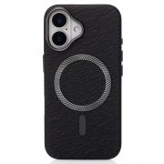 Чехол LUXURY Leather Case с поддержкой MagSafe для iPhone 16 black