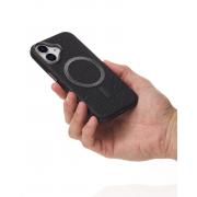 Чехол LUXURY Leather Case с поддержкой MagSafe для iPhone 16 black