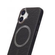 Чехол LUXURY Leather Case с поддержкой MagSafe для iPhone 16 black