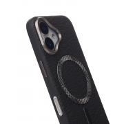 Чехол LUXURY Leather Case с поддержкой MagSafe для iPhone 16 black