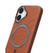 Чехол LUXURY Leather Case с поддержкой MagSafe для iPhone 16 brown