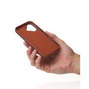 Чехол LUXURY Leather Case с поддержкой MagSafe для iPhone 16 brown