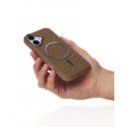 Чехол LUXURY Leather Case с поддержкой MagSafe для iPhone 16 desert titanium