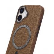 Чехол LUXURY Leather Case с поддержкой MagSafe для iPhone 16 desert titanium