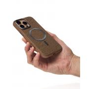 Чехол MagSafe LUXURY Leather Case для iPhone 16 Pro desert titanium